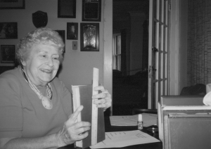 Harriet Nace cataloguing books at Bethune Home